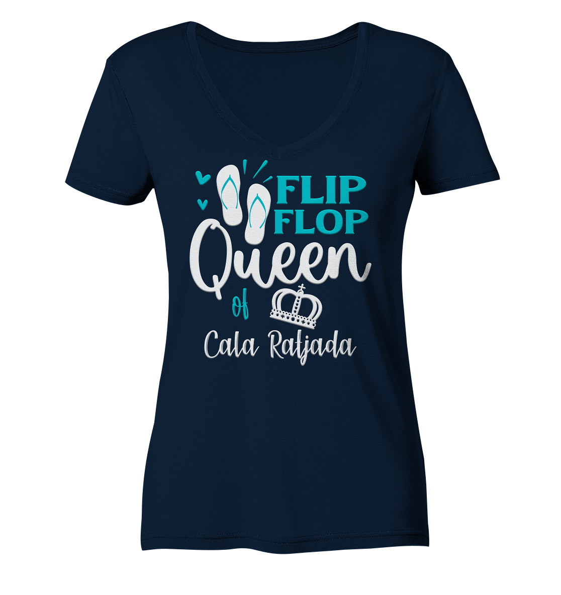 Flip Flop Queen Mallorca • Organic V-Neck Shirt • Chica