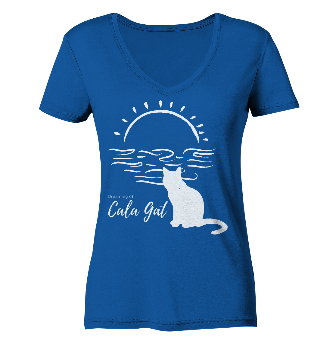 Dreaming of Cala Gat (blanco) • Organic V-Neck Shirt • Chica