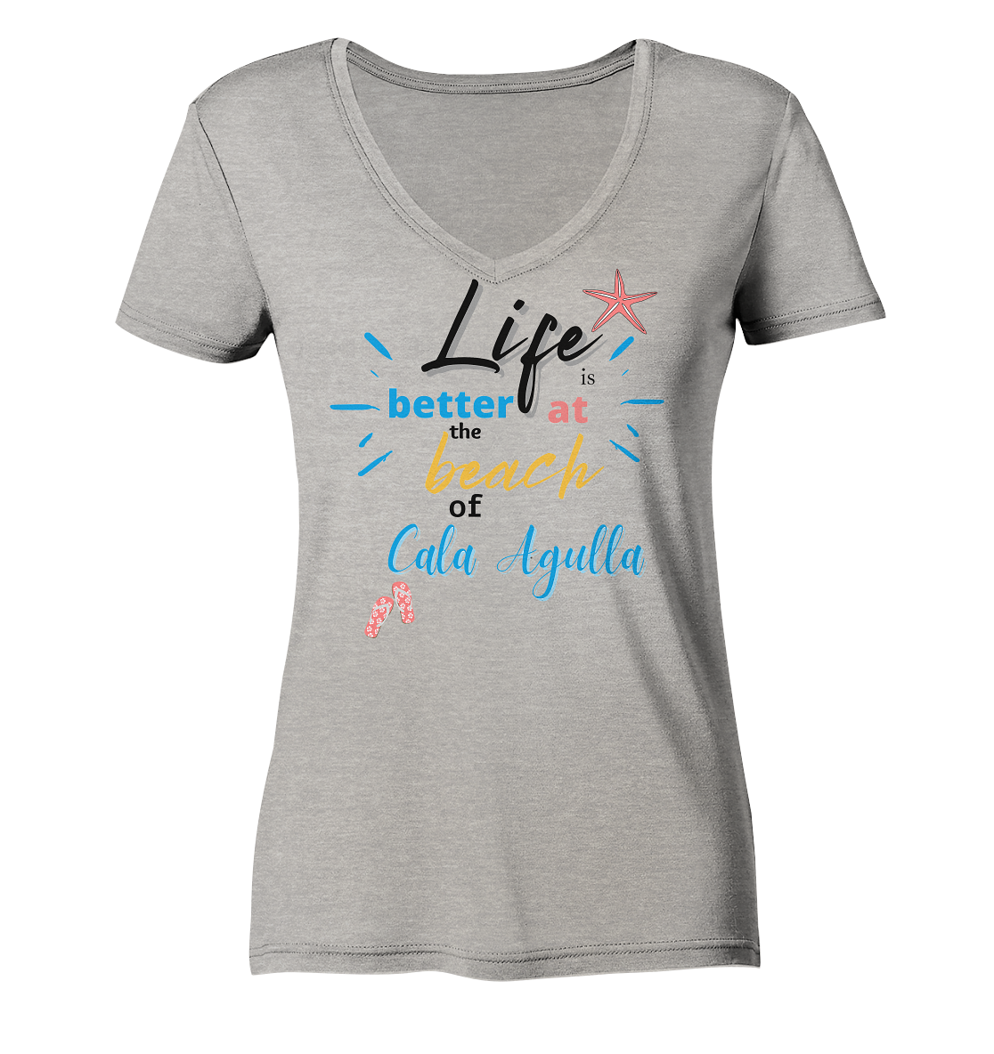 Life is better... (negro) • Organic V-Shirt • Chica • Personalisierbar!