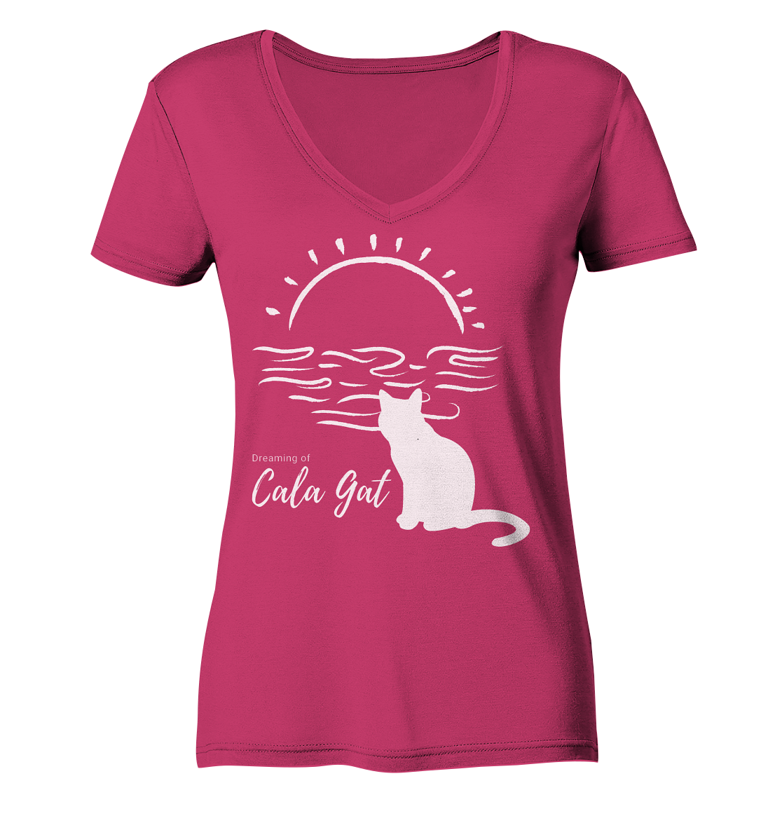 Dreaming of Cala Gat (blanco) • Organic V-Neck Shirt • Chica