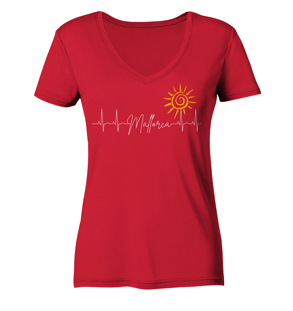 EKG-Sol Organic V-Shirt (blanco) • Chica • Personalisierbar!