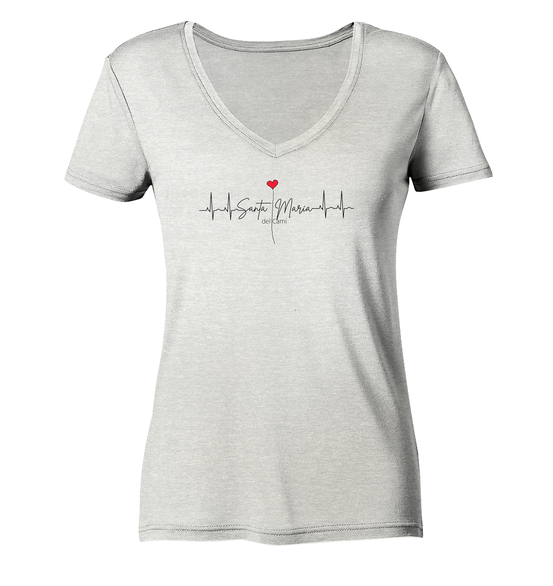 EKG-Herz • Organic V-Shirt • Chica • Personalisierbar!