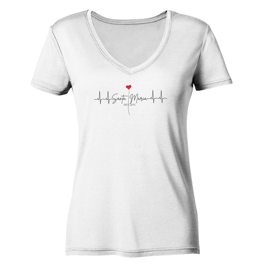 EKG-Herz • Organic V-Shirt • Chica • Personalisierbar!