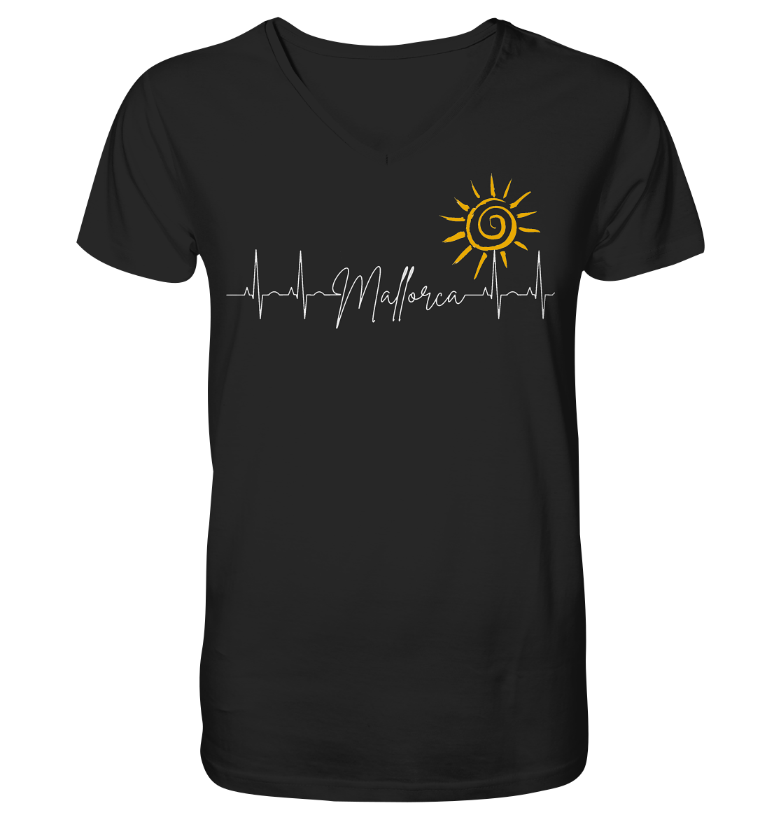 EKG-Sol Organic V-Shirt (blanco) • Chico • Personalisierbar!