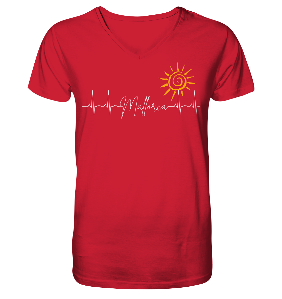 EKG-Sol Organic V-Shirt (blanco) • Chico • Personalisierbar!